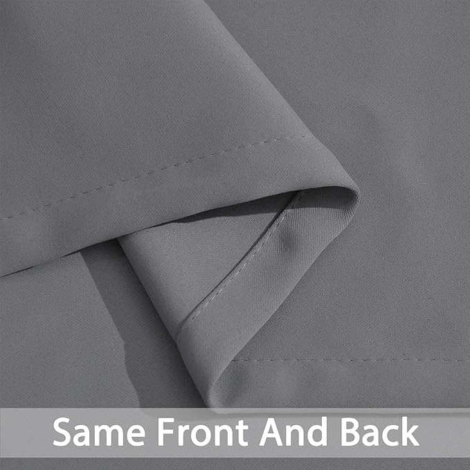 Yakamok 63 Inch Length Grey Blackout Curtains for Bedroom, Thermal Insulated Room Darkening Grommet Top Window Drapes for Living Room,42W x 63L,2 Panels