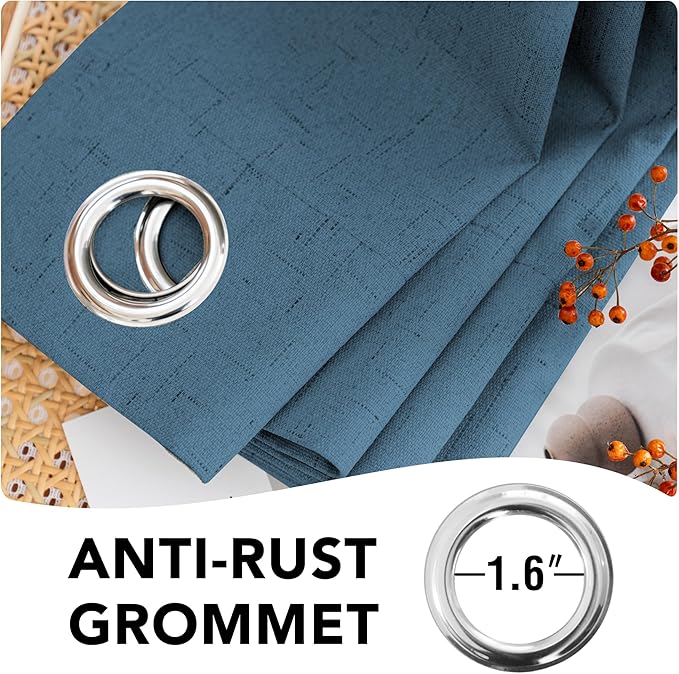 H.VERSAILTEX 100% Blackout Curtains for Bedroom Thermal Insulated Linen Textured Curtains Heat and Full Light Blocking Drapes Living Room Curtains 2 Panel Sets, Blue Sapphire, 52x72 Inch