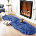 Ciicool Ultra Soft Faux Sheepskin Fur Rug Fluffy Rug for Bedroom Fuzzy Carpet for Living Room Kid's Room Nursery Decor, Dark Blue 2 x 6 Feet