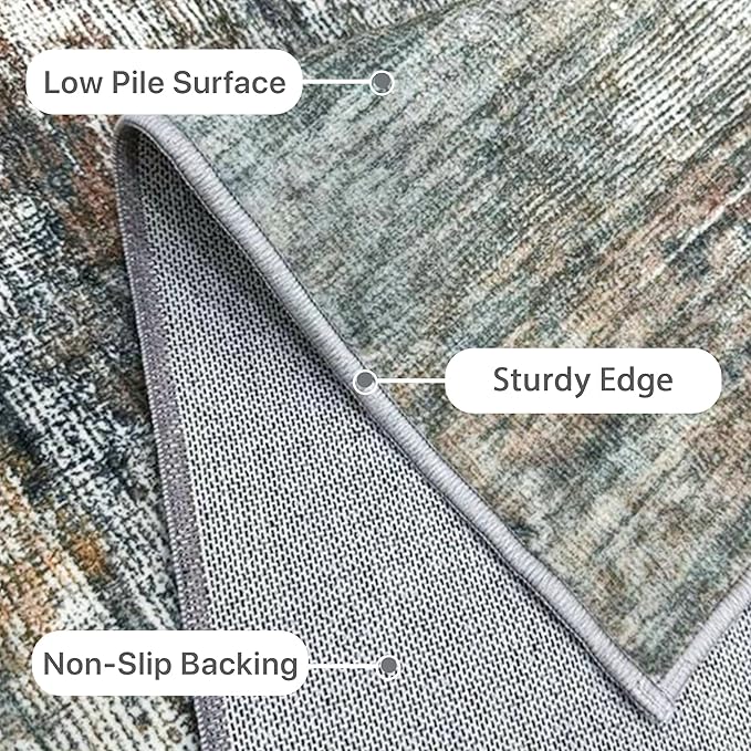 BEIMO Area Rugs 6x9 for Living Room Bedroom, Modern Abstract Machine Washable Rug, Large Soft Low Pile Floor Cover with Non Slip Backing for Dining Room, Ash Gray Brown