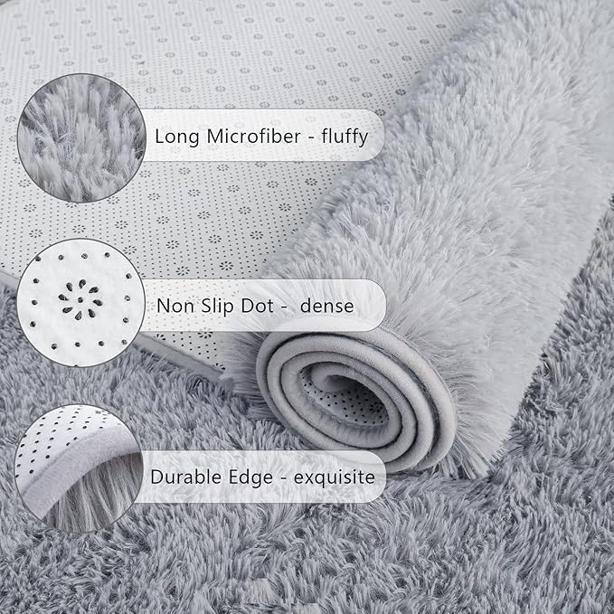 Chicrug Soft Runner Rugs for Bedroom Living Room Plush Fluffy Rug 3x10 Feet, Shag Furry Area Rug Carpet Non Shedding for Nursery Children Kids Girls Room Home Decorative, Grey