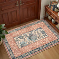 GarveeHome Terracotta Teal 2x3 Door Mat Indoor Rugs for Entryway Provence Small Botanical Grove Cottage core Washable Non-Slip Low-Pile Rug for Bedroom Bathroom Entrance TPE Backing
