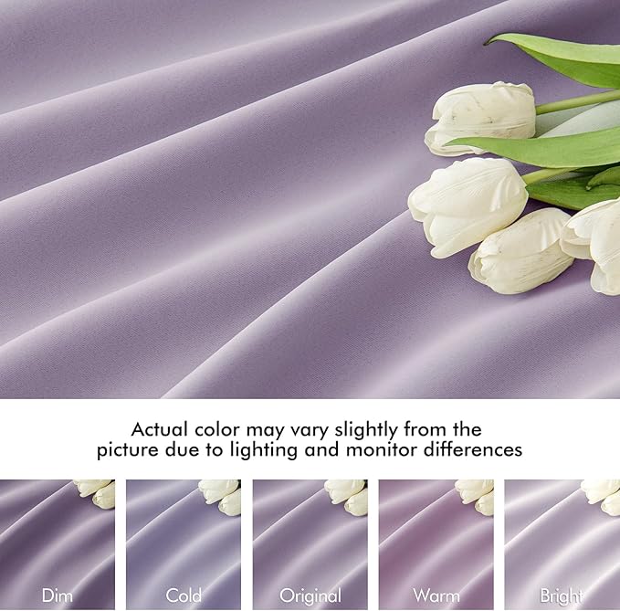 MIULEE Lilac Back Tab Blackout Curtains 72 Inches Long 2 Panels Set for Living Room Bedroom Privacy, Rod Pocket/Pinch Pleat Thermal Insulated Room Darkening Pleated Light Blocking Drapes