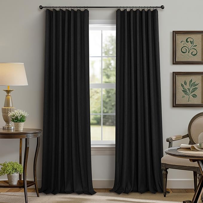 Black Out Curtains 45 Inch Long 2 Panels Burg for Bedroom Small Windows Pocket Modern Farmhouse Linen Look Room Darkening Insulated Half Short Blackout Curtain for Bathroom Kitchen Doors 45L Length