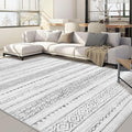 Nakagishi Area Rugs 8x10 Living Room: Washable Boho Large Neutral Soft Farmhouse Rug Stain Resistant Modern Geometric Non-Slip Indoor Carpet for Bedroom Nursery Kids Playroom Office Dining Room- Grey