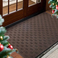 Mibao Front Door Mat Indoor Outdoor Entrance, Dirt Trapping Waterproof All-Season, All-Weather Doormat, Non-Slip Durable Natural Rubber Low Profile Easy Clean Patio Entrance Mat, 47" x 31.5", Coffee