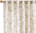Lazzzy Farmhouse Linen Curtains Extra Long Gray Floral Curtains 108 Inch Long Back Tab Drapes for Living Room Bedroom Light Filtering Country Vintage Rod Pocket, 2 Panels, Grey on Beige