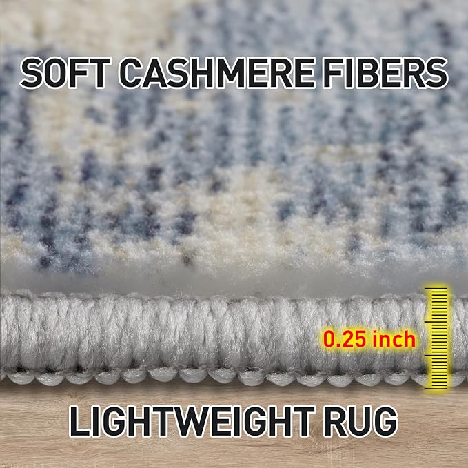 5x7 Area Rugs Washable Rug: Modern Abstract Living Room Rug Soft Anti-Skid Thin Carpet Indoor Floor Non-Shedding Carpets for Bedroom Dining Room Farmhouse Nursery Home Office - Blue Gold