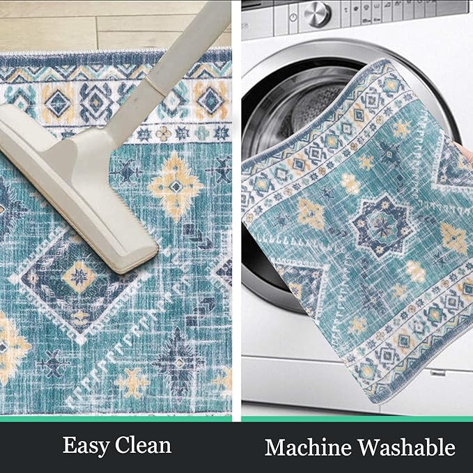 HEBE Boho Kitchen Rug Sets 3 Piece with Runner Non Slip Kitchen Rugs and Mats Washable Kitchen Mats for Floor Thick Kitchen Floor Mat Carpet Runner Rugs for Hallway Laundry Holiday Decor