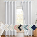 NICETOWN 100% Absolutely Blackout Linen Curtains with Thermal Insulated White Liner, White, 52 inches Wide, 84 inches Length Energy Saving Curtains for Living Room 2 Panels Set, Vertical Blinds