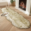 Ciicool Ultra Soft Faux Sheepskin Fur Rug Fluffy Rug for Bedroom Fuzzy Carpet for Living Room Kid's Room Nursery Decor, White Gradient Dark Green 2 x 6 Feet