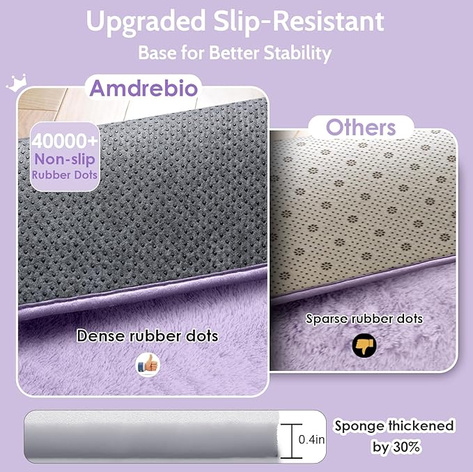 Amdrebio Light Purple Round Circle Rug 5Ft for Girls Bedroom, Fluffy Fuzzy Area Rugs for Kids Room Decor Aesthetic, Cute Furry Shaggy Circular Princess Carpet for Playroom, Baby Nursery, Preppy Dorm