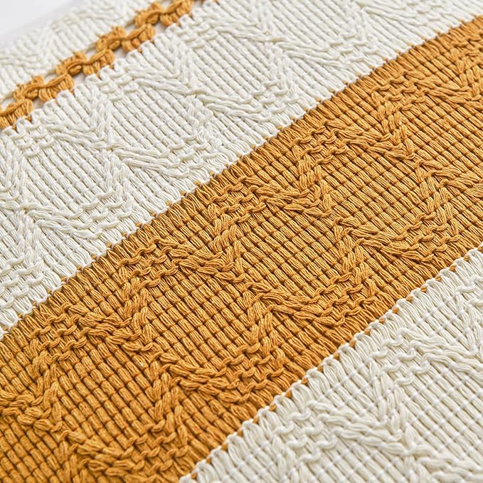 Fancy Homi Set of 1 Mustard Yellow Fall Decorative Throw Pillow Cover 18x18 Inch for Couch Bed Sofa, Autumn Halloween Thanksgiving Home Decor, Soft Cotton Aesthetic Cushion Case
