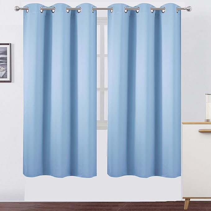 LEMOMO Sky Blue Thermal Blackout Curtains/42 x 72 Inch/Set of 2 Panels Room Darkening Curtains for Bedroom