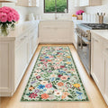 Runner Rug for Entryway: 2x6 Kitchen Rugs Non Slip Washable Ultra-Thin Soft Floral Carpet Indoor Floor Stain Resistant Carpets for Hallway Bedroom Kitchen Laundry Bathroom Dorm Green