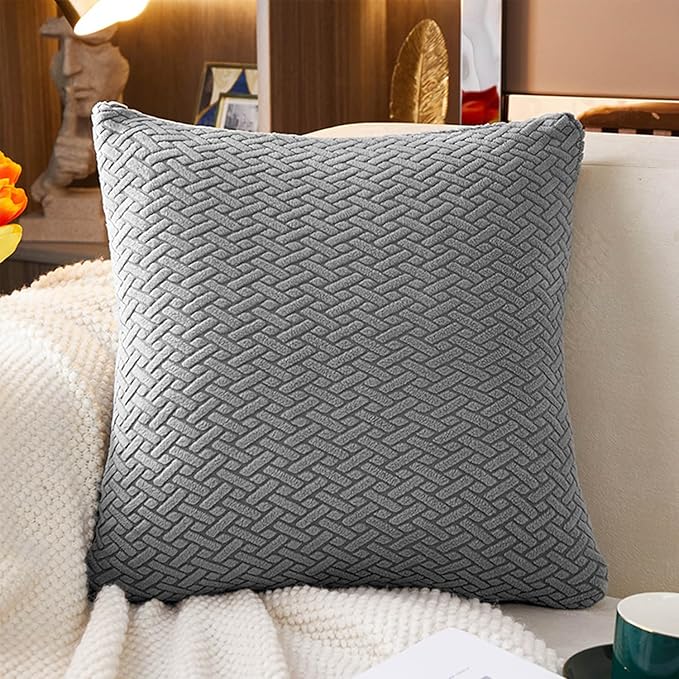 Sofa Covers Couch Covers for Sofa Pet Friendly Couch Cushion Covers Universal Sofa Covers Washable Stretch Slipcovers for Sectional Sofa (Texture Gray, Pillow Cover 15 * 15inch)