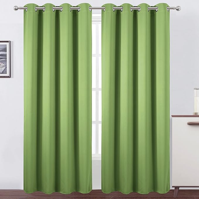 LEMOMO Blackout Curtains 66 x 95 inch/Light Green Curtains Set of 2 Panels/Thermal Insulated Room Darkening Bedroom Curtains