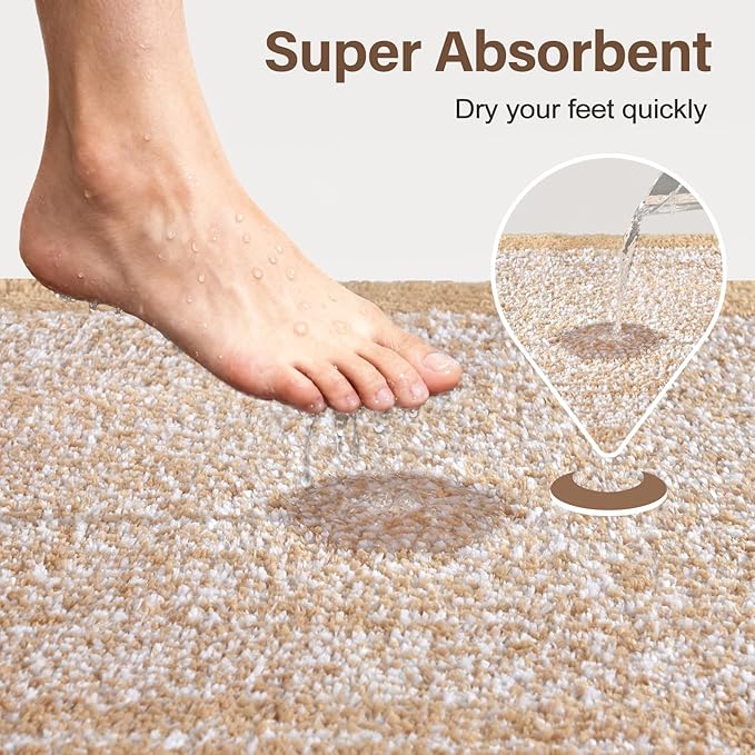 48x32 Large Bathroom Rugs Washable Non Slip, Beige Bath Mat for Bathroom Floor Tub, Soft Absorbent Quick Dry Mats for Shower, Bathtub,Home Decor