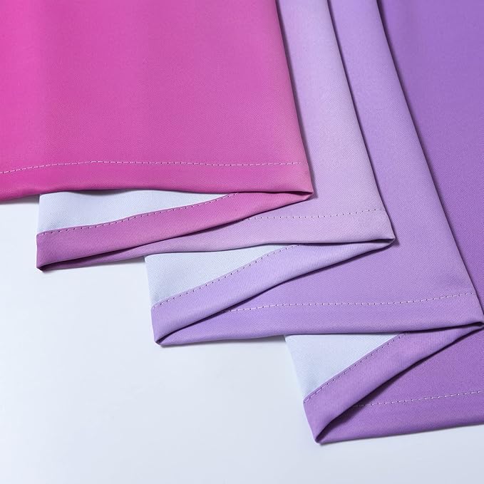 Yakamok Ombre Pink and Purple Curtains for Bedroom, Gradient Room Darkening Curtains, Grommet Thermal Insulated Light Blocking Window Drapes/Curtain for Living Room,52 x 84 Inch,2 Panels