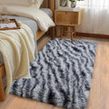 Soft Runner Rugs for Bedroom Hallways, 2x4 Black and White Fluffy Shag Throw Area Rug Non Slip for Bedside Dorm, Long Shaggy Furry Carpet for Nursery Living Room