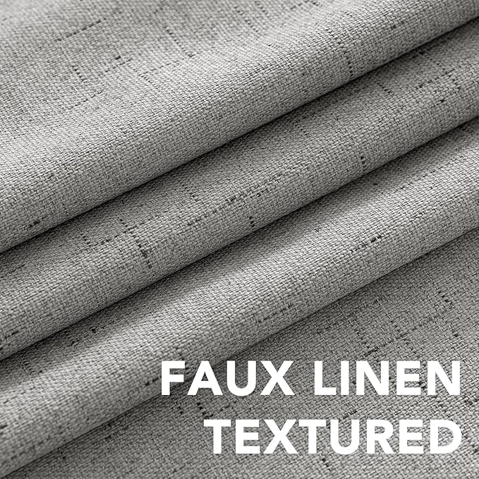 H.VERSAILTEX Linen Curtains 100% Blackout Curtains for Bedroom 102 inch Long Full Light Blocking Nature Linen Blended Window Curtains for Living Room Nickel Grommet (2 Panels, Dove Gray)
