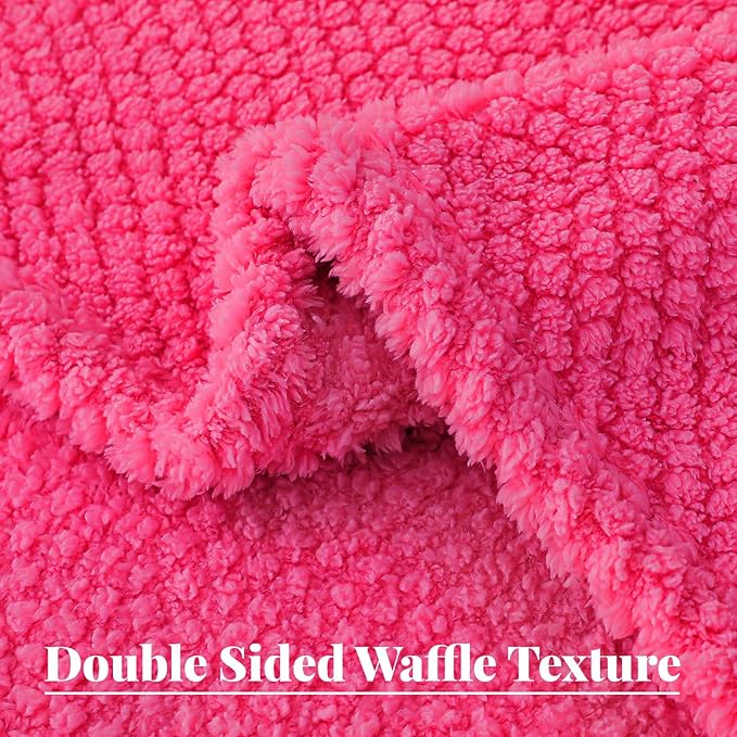 Whale Flotilla King Size Fuzzy Fleece Blanket for Bed, 90x104 Inch Fluffy Warm Soft Jacquard Blankets for All Season, Lightweight and Cozy, Hot Pink
