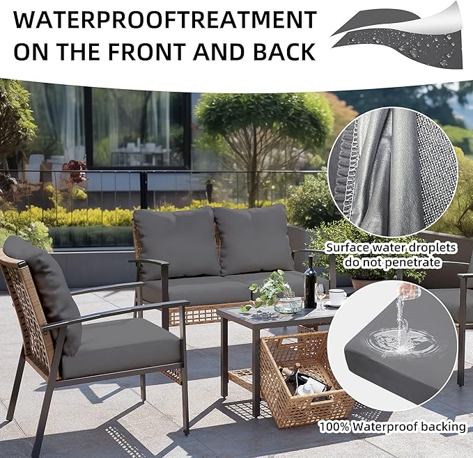 14Pcs Outdoor Cushion Covers, Patio Cushion Covers,Stretch Elastic Slipcovers, Replacement Washable & Reusable Furniture Protector for Patio Couch (Grey,Cover Only)