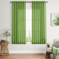 Lime Green Curtains 63 Inches Long 2 Panel Sets for Living Room Bedroom, Light Filtering Linen Drapes for Kitchen Windows Rod Pocket or Back Tab Curtain,Semi Sheer 52x63