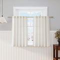 Nanspring Natural Linen Curtains 45 Inch Length Back Tab Pocket Design Semi Sheer Curtains 2 Panel Set for Kitchen Bathroom Small Windows Cottage Farmhouse Decor 40x45 Inches