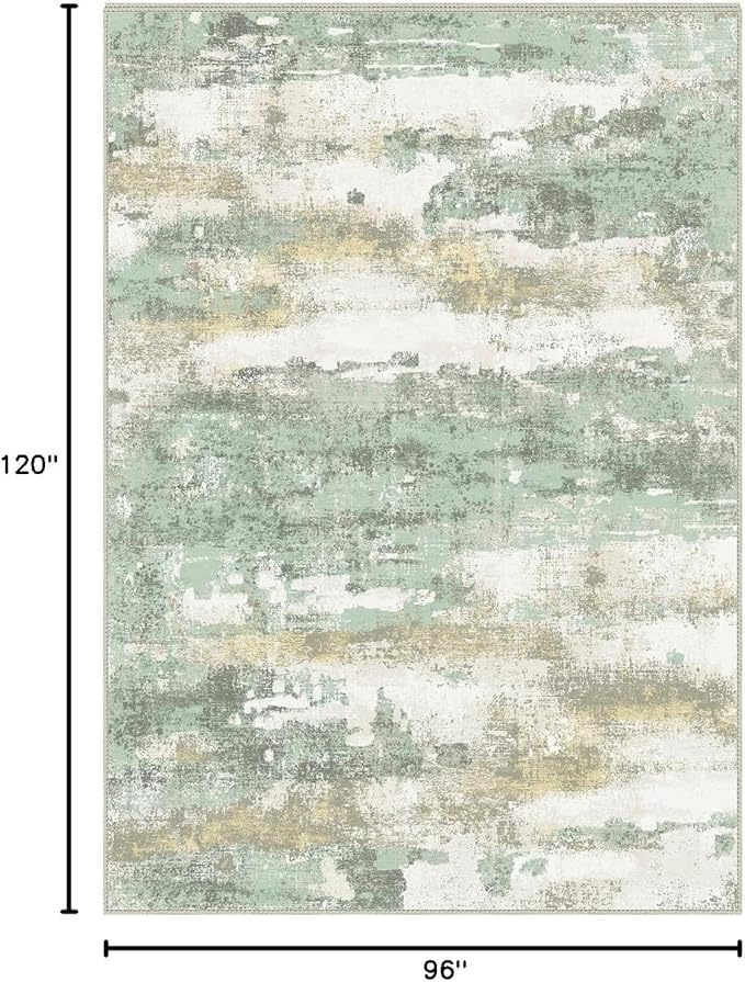BEIMO Area Rugs 8x10 for Living Room Bedroom, Modern Abstract Machine Washable Large Light Green Rug Soft Rug, Low Pile Floor Carpet with Non Slip Backing for Dining Room