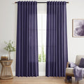 Nanspring Purple Linen Curtains 84 Inches Long, Back Tab Light Filtering Semi Sheer Privacy Drapes for Living Room & Bedroom Simple Style, 52x84 inch, 2 Panels