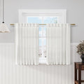 Nanspring Off White Cafe Curtains 45 Inch Length Set 2 Panel Back Tab Pocket Semi Sheer Short Linen White Curtain Tiers for Small Bathroom Window Basement 52x45
