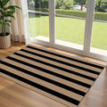 Black Tan Striped Entry Rug - 3x5 Ft Washable Indoor Outdoor Front Door Mat Outside Entrance Front Porch Mat Non-Slip Floor Carpet for Living Room Bedroom Entryway Kitchen Office Porch Decor