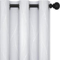 Deconovo Room Darkening Curtains, White Curtain, Thermal Insulated Soundproof Drapes, Silver Wave Dot Print, 42 x 63 Inch Long, Grommet Machine Washable Window Panels for Bedroom Living Room, Set of 2