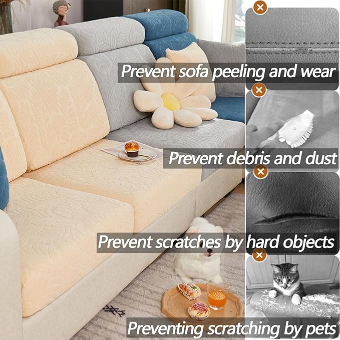 Soothing Home Sofa Covers, Sofa Hero Covers, Wear-Resistant Universal Couch Covers Washable Stretch Sectional Couch Cushion Covers (Yellow,Pillow Cover)