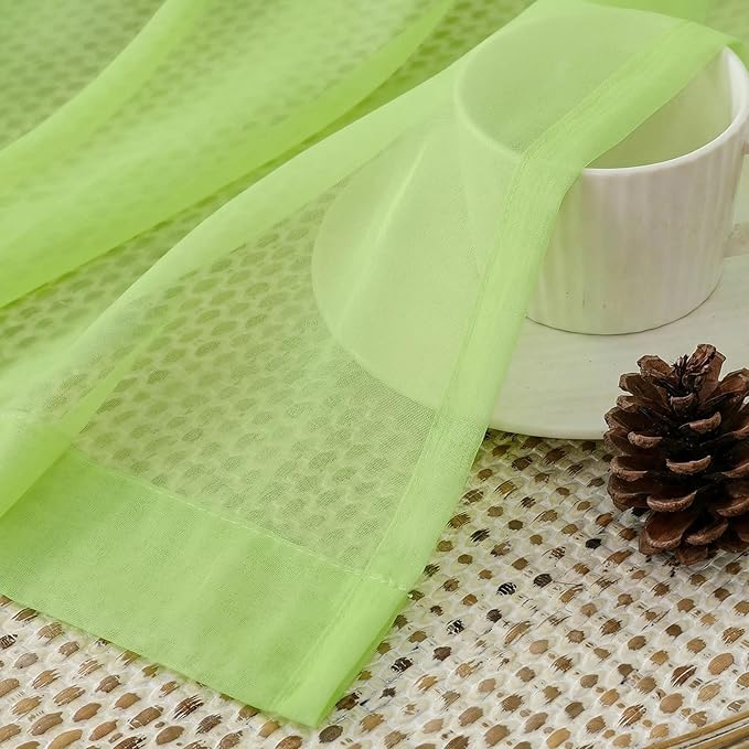 Aiyufeng Lime Sheer Curtains 63 Inch Length 2 Panels Set for Living Room, Light Filtering Lime Window Sheers Drapes for Bedroom, Each 42" W x 63" L