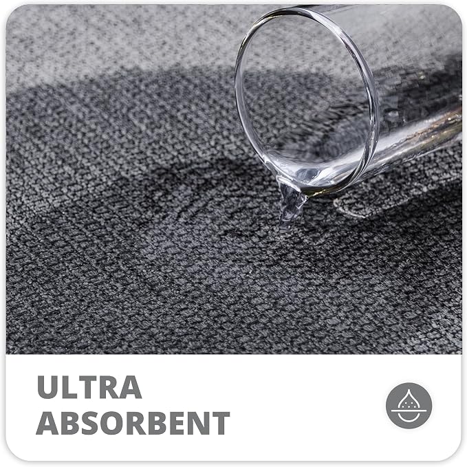 Bath Rug, 3x5 ft Dark Grey Non-Slip Runner with Quick-Dry Terry Cloth