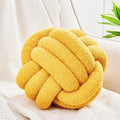 Uvvyui Knot Pillow Ball, Soft Home Decorative Pillows, Round Throw Pillow, Handmade Knotted Plush Pillow, Round Boucle Pillow Cushion (8.6 Inches Dark Yellow)