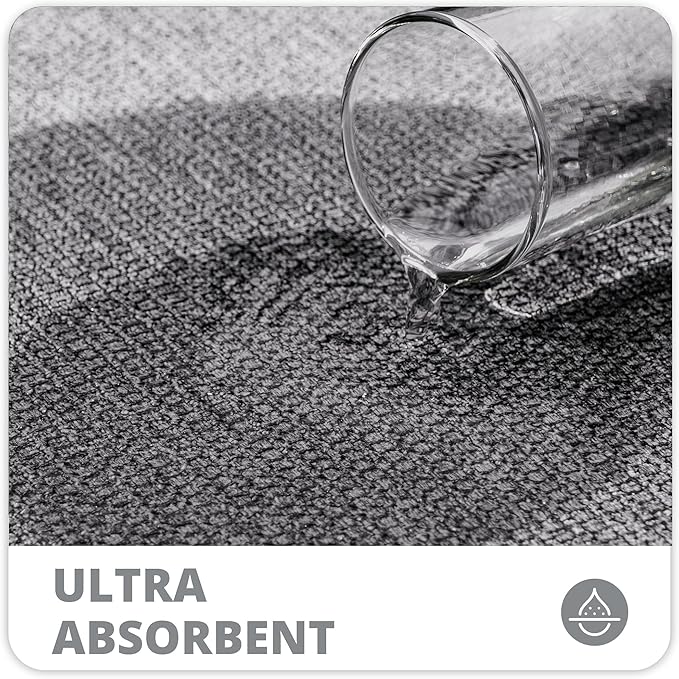 Bath Rugs Set of 2, Thin Non-Slip Terry Cloth Bath Mats in Grey