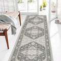 OPPODREAM Soft Entryway Rug 2x8, 2x8 Rug Runner, Washable Hallways Carpet 2 x 8 with Non Slip Backing, Low-Pile Bedside Carpet 2 x 8, Long, Faux Cashmere, Greenish Grey