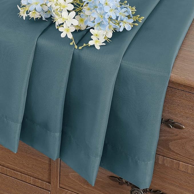 Window Sheer Curtains 54 inch Length, Soft Airy Light Filtering Sheer Curtain 2 Panels Set, Dual Rod Pocket Gauze Drapes for Living Room Bedroom, Dusty Blue, 2x42Wx54L Inches
