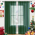 SpaceDresser Basic Rod Pocket Sheer Voile Window Curtain Panels White 1 Pair 2 Panels 42 Width 63 Inch Long for Kitchen Bedroom Children Living Room Yard(Foliage Green,42 W x 63 L)