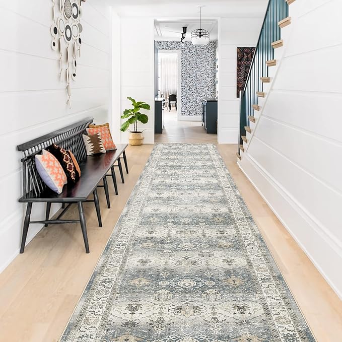 TOPRUUG Washable Runner Rug 2x12 - Hallway Runner Rug Kitchen Rugs and Mats Non Skid Washable Waterproof Carpet Runner for Living Room Bedroom Bathroom (Grey, 2x12)