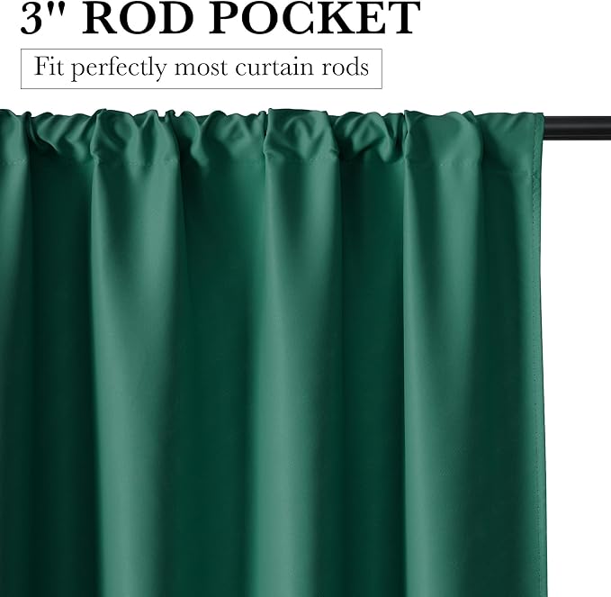 RYB HOME 100% Blackout Short Curtains for Small Window, Thermal Insulated Total Room Darkening Noise Reducing Curtains for Basement Bathroom RV Cars, 29 inches Wide by 24 inches Long, Dark Green
