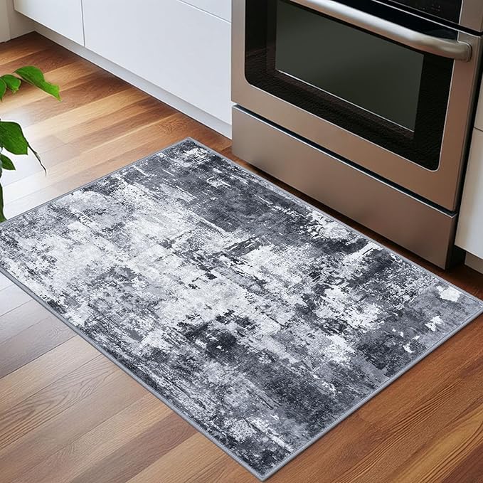 KOZYFLY 2x3 Rug Non-Slip Small Area Rug Abstract Machine Washable Indoor Front Door Mat Modern Rug for Entryway, Throw Rug with Low Pile Small Carpet for Bedroom, Living Room, Bathroom