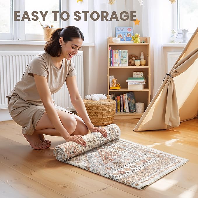 zesthome Washable Runner Rug 2.5x14 - Stain Resistant Entryway Rug,Ultra-Thin Kitchen Rugs, Anti Slip Backing Runner Rugs for Entrance Laundry Room Indoor Hallway (Orange,2.5'x14')
