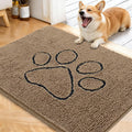 OLANLY Dog Door Mat for Muddy Paws 40x32, Paw Print Design, Absorbs Moisture and Dirt, Absorbent Non-Slip Washable Doormat, Quick Dry Chenille Mud Mat for Dogs, Entry Indoor Entryway Carpet, Tan