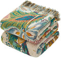 MSGKV Boho Throw Blanket for Bed Couch 100% Cotton Blanket 60"x80" Spring Breathable Farmhouse Lightweight Muslin Blankets Home Decor