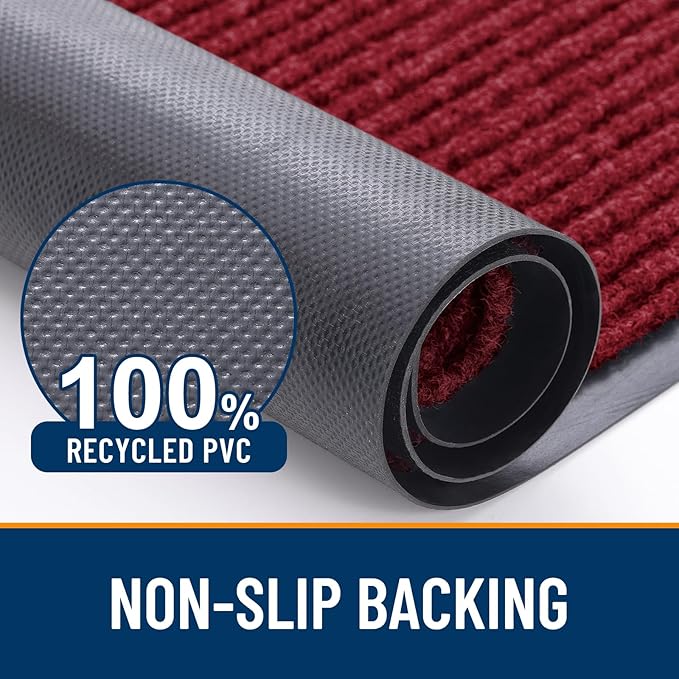 OLANLY Front Door Mat Indoor Outdoor Entrance, Waterproof Heavy Duty Doormat, Fade Resistant, Low Profile, Easy Clean Patio Porch Welcome Floor Mats for Entry, 59x23, Wine Red