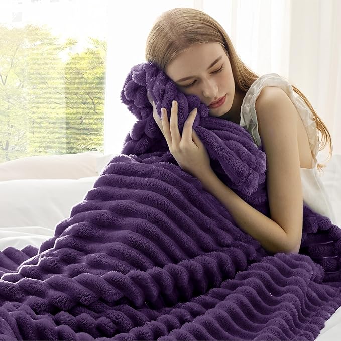 Bedsure GentleSoft Purple Fleece Blanket for Couch - Cozy Soft Blankets for Women, Cute Small Throws for Girls, 50x60 Inches